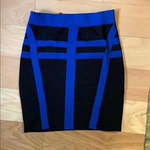 Black and blue pencil skirt